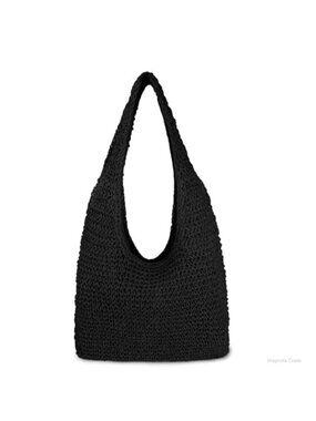Handwoven Straw Beach Bag Large Woven Tote Zipper Shoulder Bag Summer